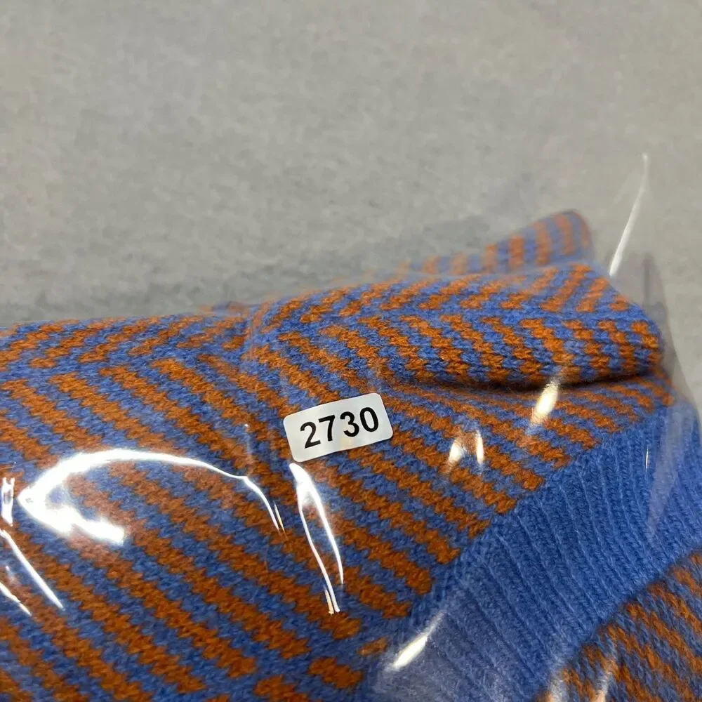 JW Anderson x Uniqlo Sweater Men's XL Blue Orange Herringbone Lambswool Crewneck